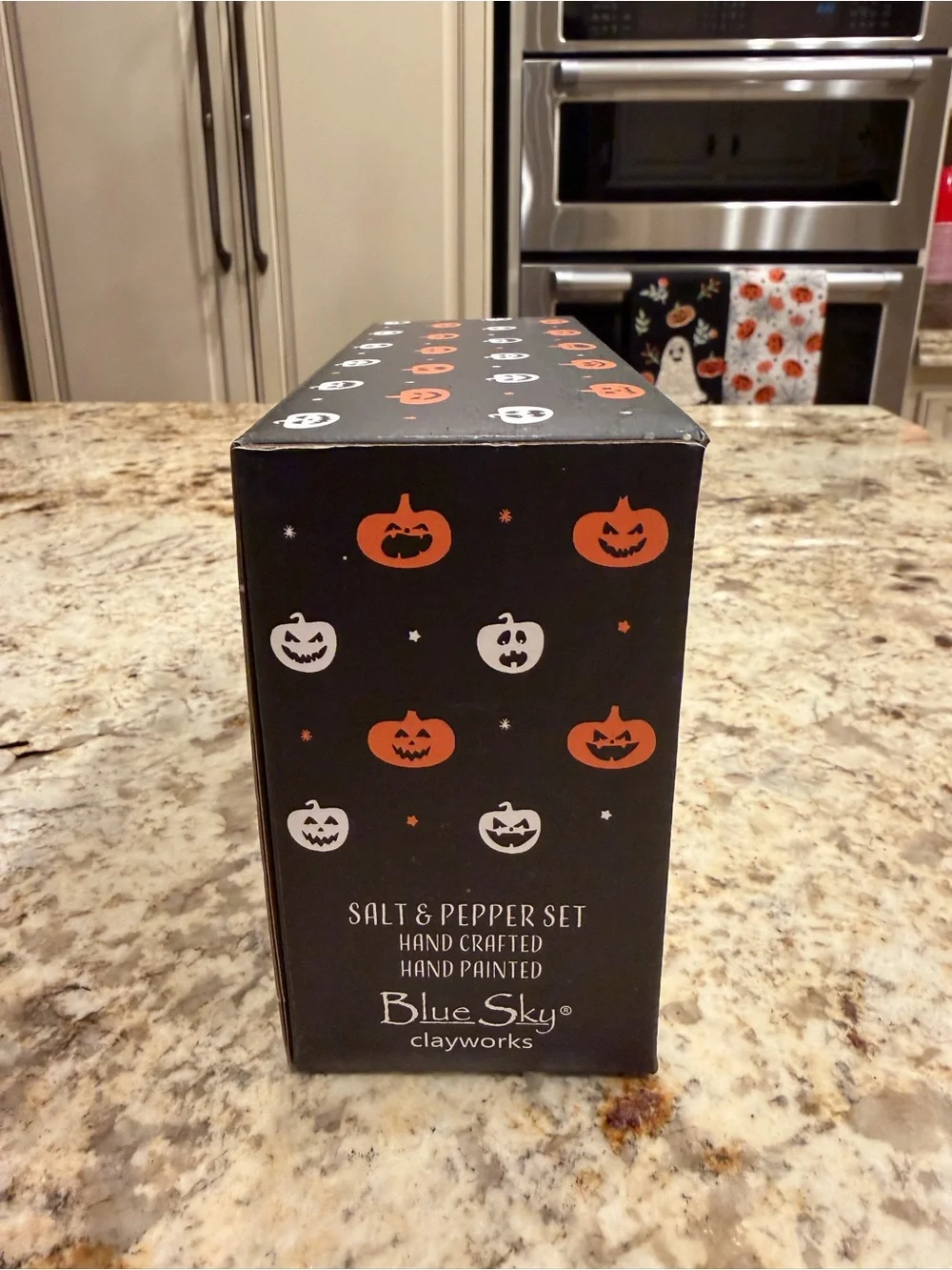 Blue Sky Halloween Pumpkin & Cat Salt n' Pepper Set - Black and Orange